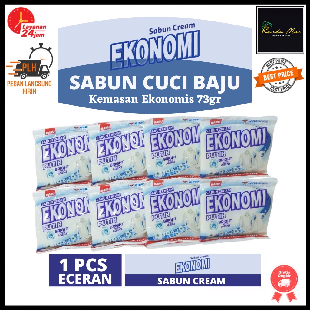 WINGSCARE Sabun Cream Pembersih Baju Krim Colek Ekonomi Putih Kemasan 73gr Bersih Anti Noda