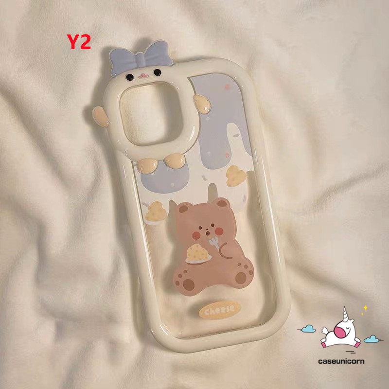 Casing Realme C33 78 9 8i 8i 8pro 9pro+C12 C15 C21Y C31 C11 C25Y C35 C30 C25 C25s C21 C2 C1 C3 C17 5 6i 9i 5s 5 7i Kartun Ice Cream Bear Rabbit Lucu 3D Bow Monster Lensa &lt;Unk&gt;