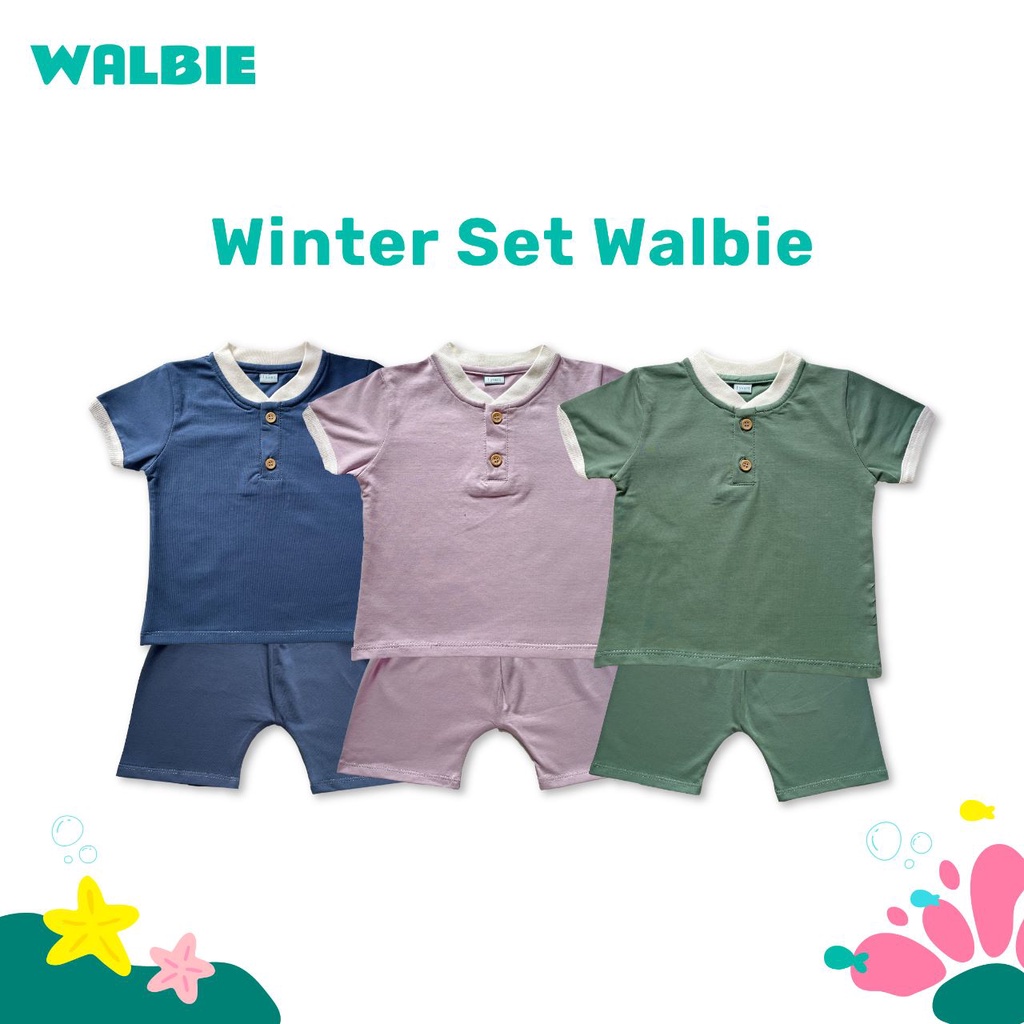 Unisex Walbie Winter Button Shirt Set 006 ( BISA TUKAR SIZE ) Unisex Cotton Kaos Celana Anak Bayi Polos Basic Tshirt Atasan 0 Bulan - 4 Tahun Baju Bayi Unisex Laki laki Perempuan celana katun anak bayi