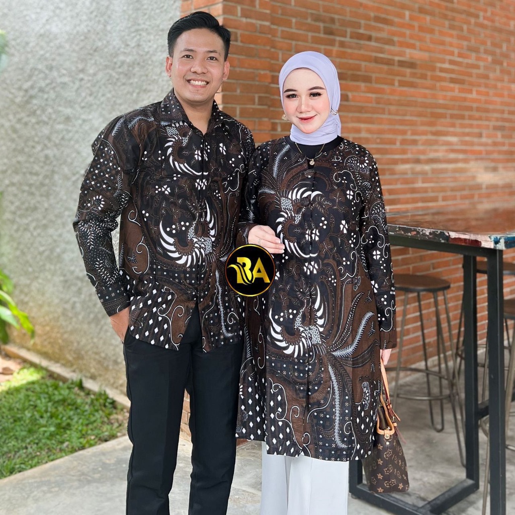 Batik alina Tunik Batik Couple Modern Atasan Batik Wanita dan Pria Baju Batik Wanita Blouse Batik Seragam Batik M L XL XXL