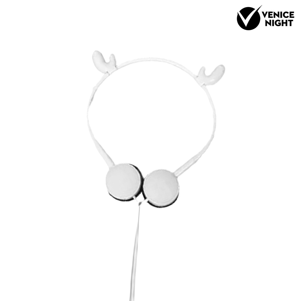 (VNEP) (Berkabel) Cute Cartoon Elk Shape Headphone Stereo Sport Headset dengan Mikrofon