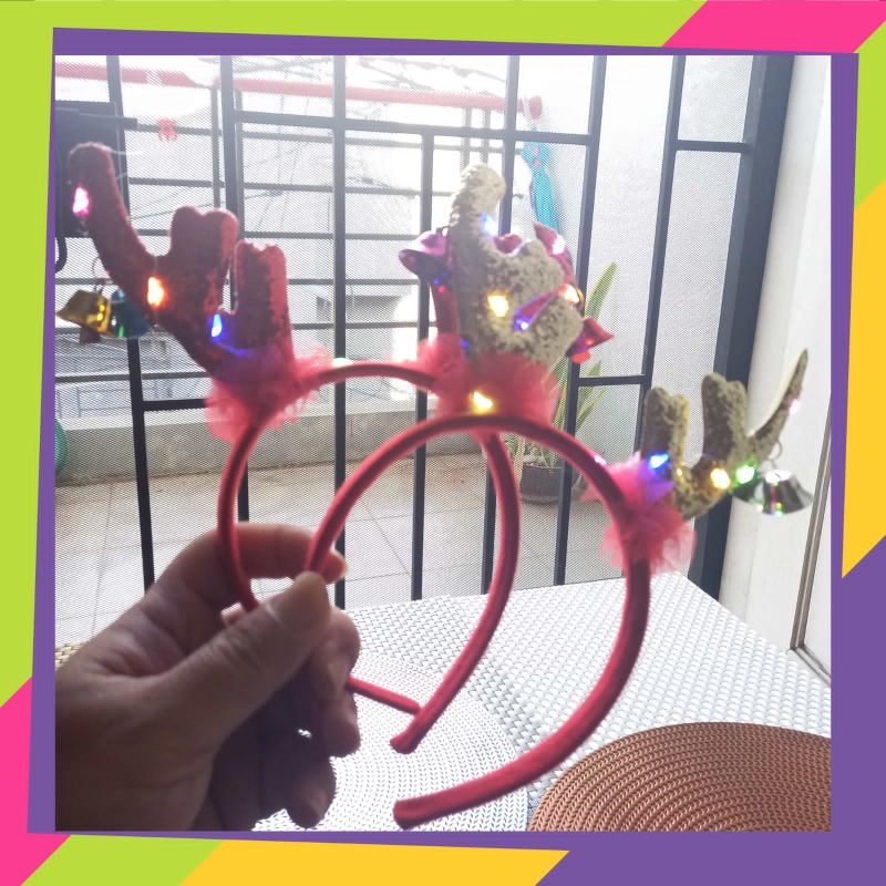 1026 / Bando Natal LED Merry Chrismast / Tanduk Rusa &amp; Lonceng