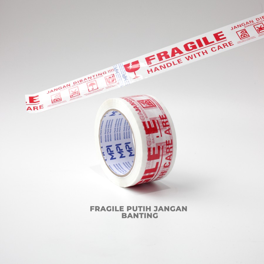 

Lakban Fragile Putih Handle With Care 48mmx100Yard MPI