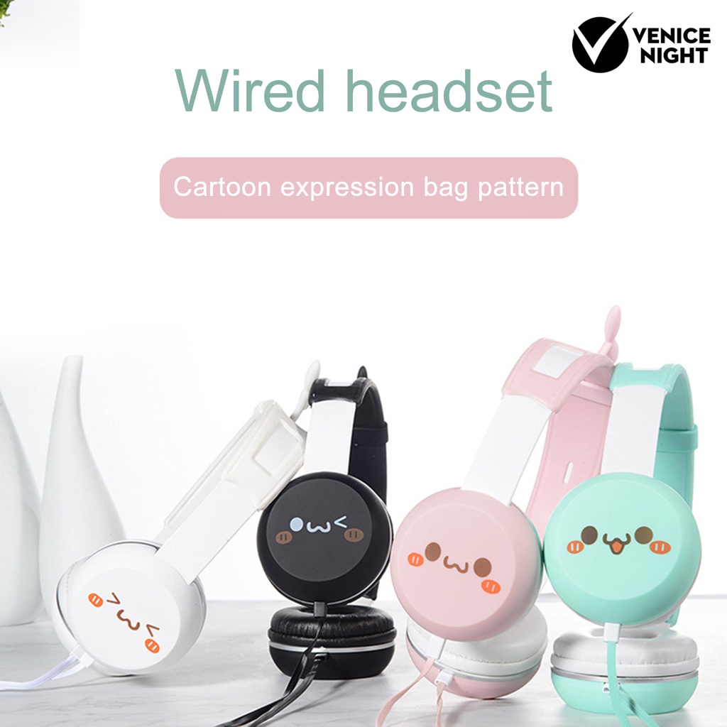 (VNEP) (Berkabel) Headphone Cartoon Universal 3.5mm Heavy Bass Over Ear Headset untuk Ponsel