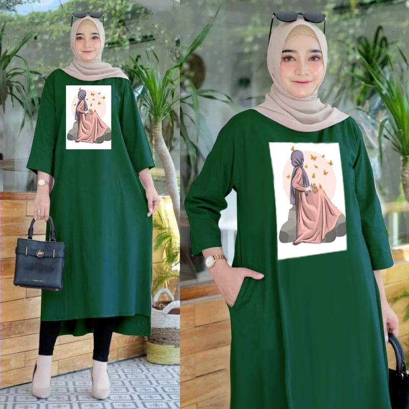 BAJU MIDI DRESS MUSLIMAH KEKINIAN / GAMIS VIRAL / gamis sablon / gamis susun rempel / gamis rempel s