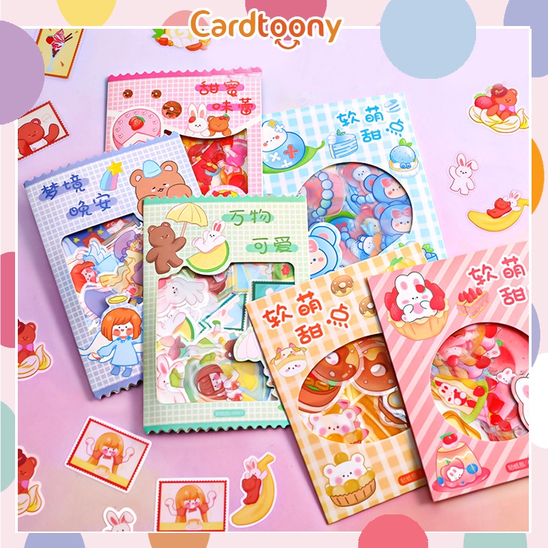 

Sticker DIY Cute Aesthetic Heart Decoration Lucu Imut Stickers Rabbit Girl Dessert PET stiker