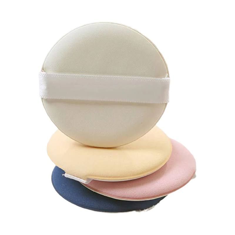 Sponge Cushion Powder Puff Bulat Polos isi 2 / 3 - Spons Wajah Alas Bedak Tabur Make Up Foundation