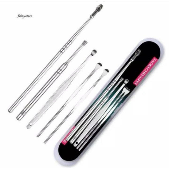 ALAT KOREKAN KOREK KUPING PEMBERSIH TELINGA BESI SET ISI 5 PCS
