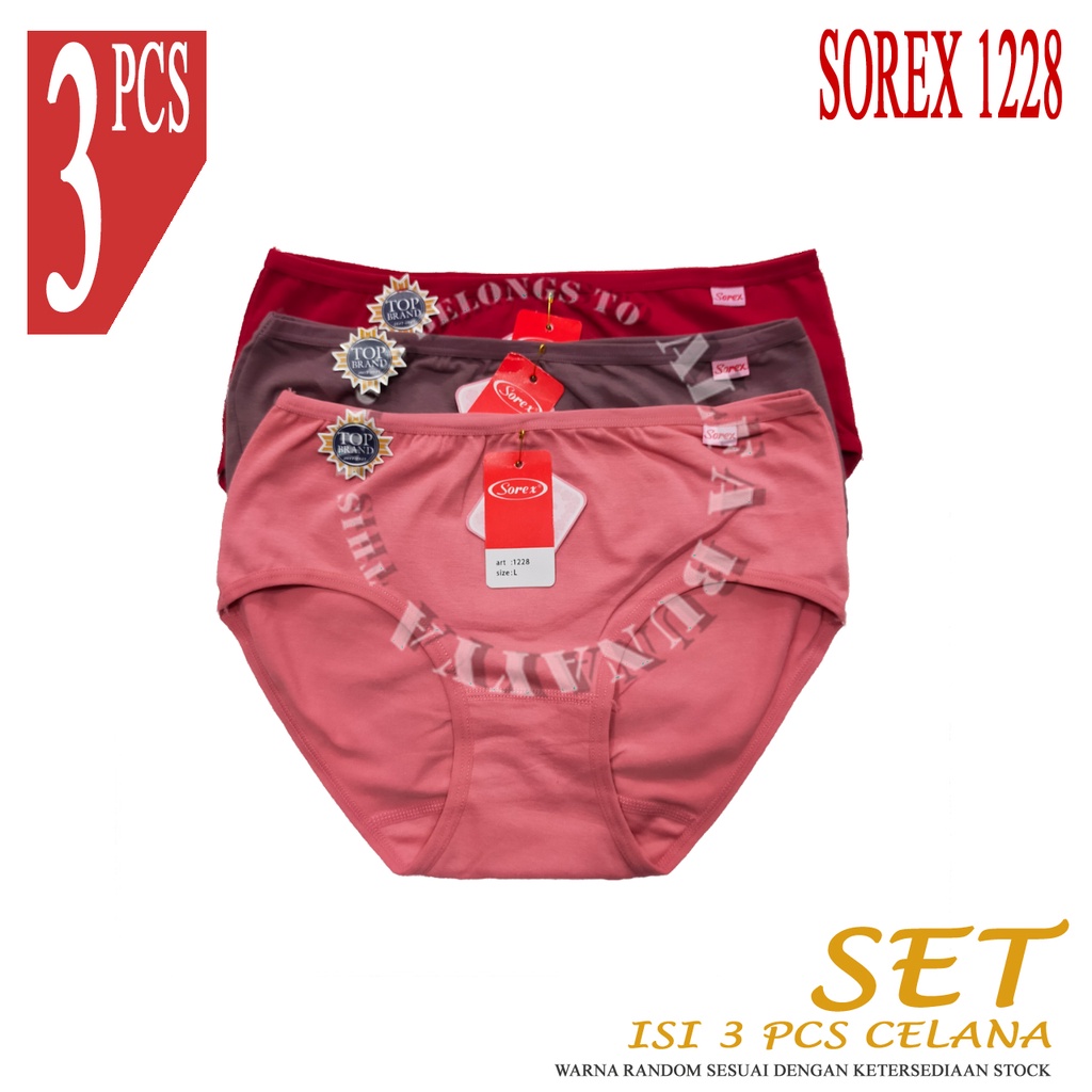 3 Pcs Celana Dalam Wanita CD Sorex 1228 Soft and Comfort Underwear Pakaian Dalam Wanita Berkualitas