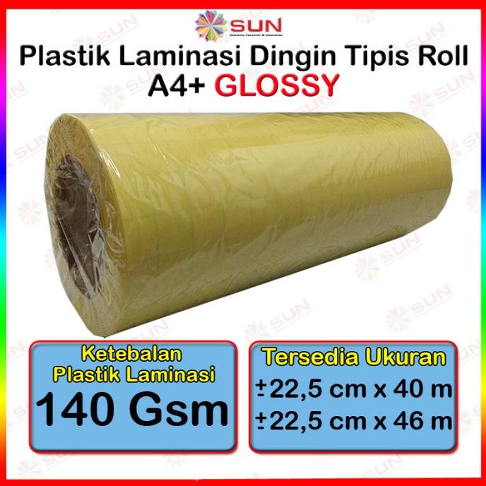 

Plastik Laminasi Dingin Tipis Roll A4+ 140 micron uk 22,5cm