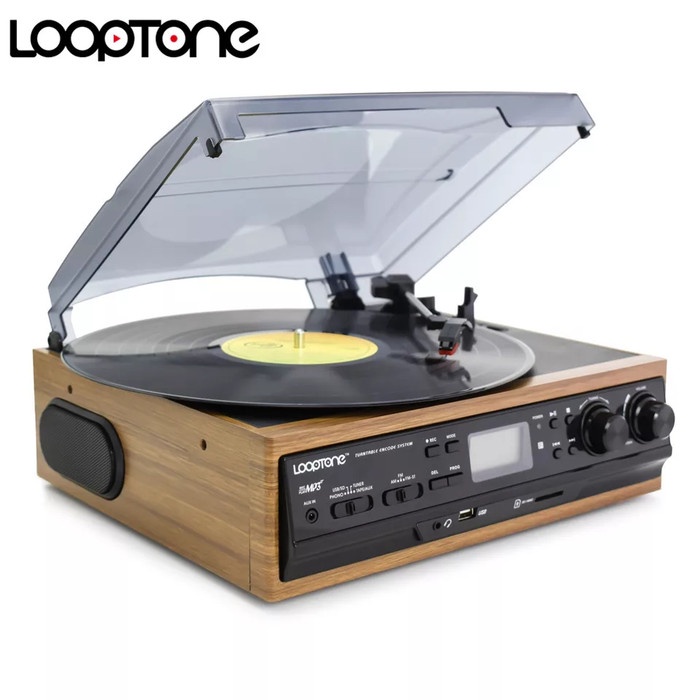 Media Player Turntable Gramaphone Vynil Record Bisa Setel Kaset