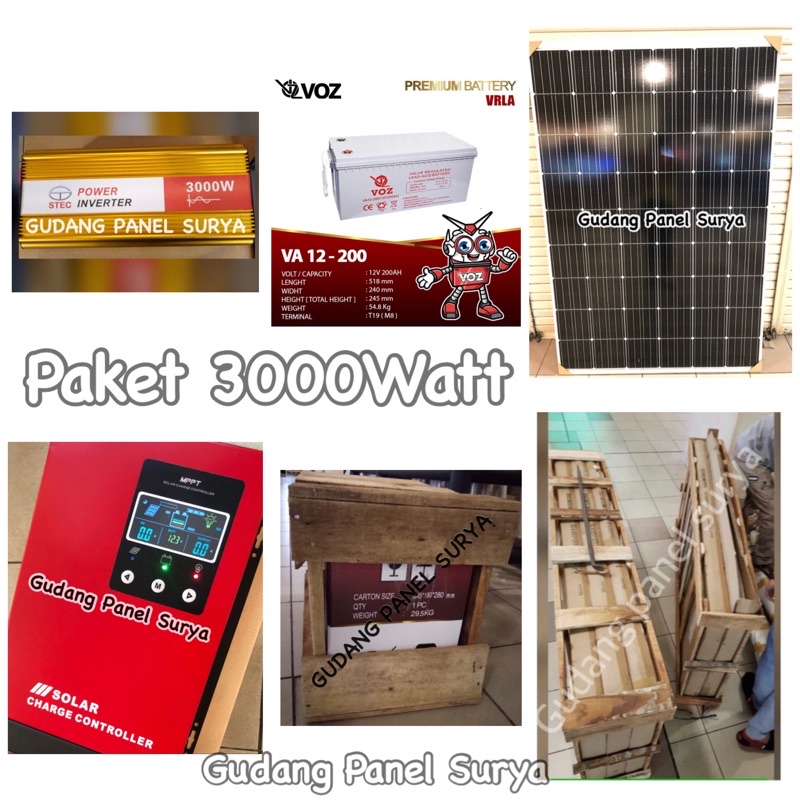 PAKET Solar Panel Surya Solarcell PLTS Tenaga Surya 3000W 3000 Watt