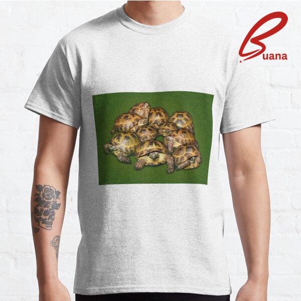 Kaos Pria Greek Tortoise Group on Darn Green Background Premium Custom 721