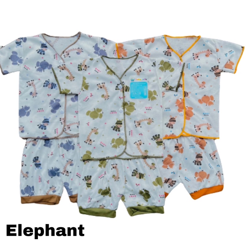 Stelan Pendek Motif Bayi Printing baru lahir , 3-6 dan 6-12 bulan baju dan celana bayi SNI per 3 stel promo 9.9