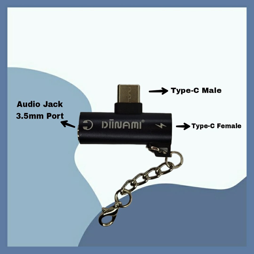 Diinami Splitter Audio Charging Adapter Lightning / Type C Audio Jack 3.5mm Original