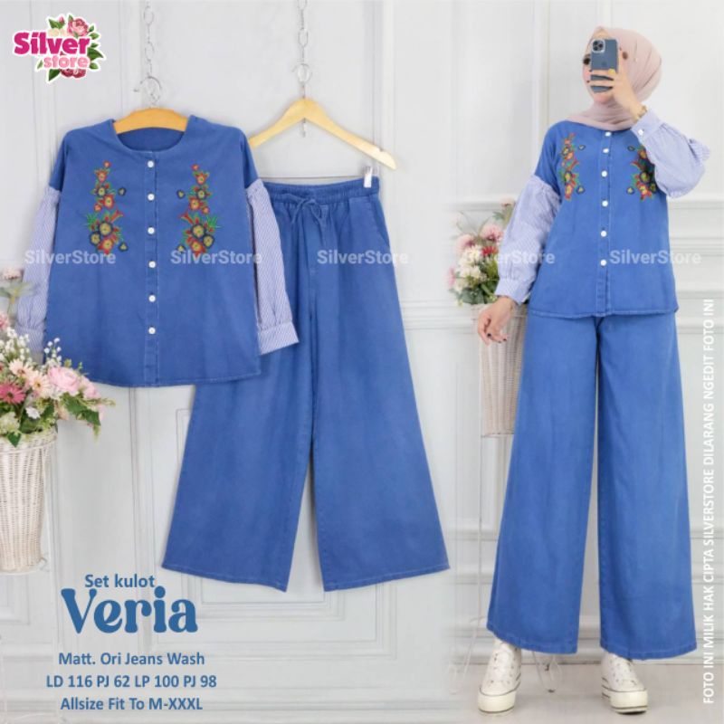 VERIA SETELAN BAJU WANITA JEANS BY SILVER