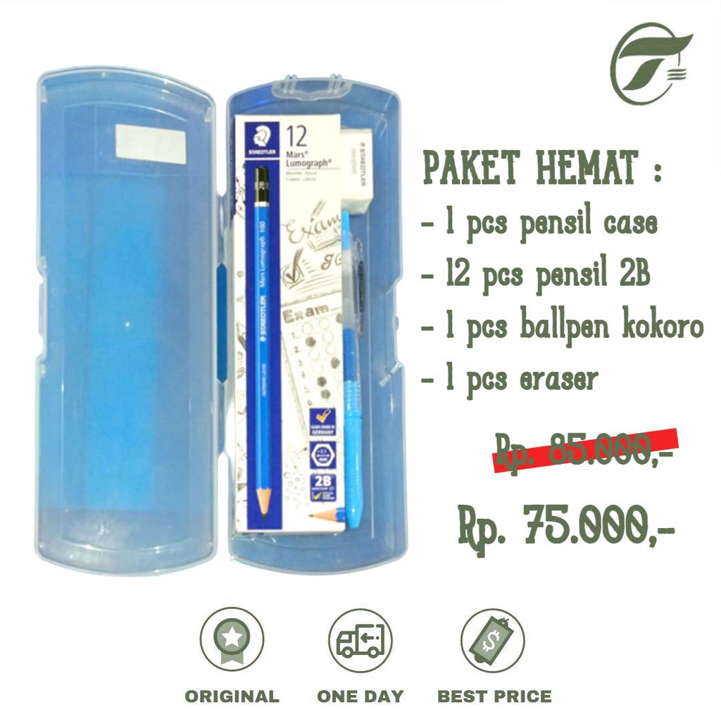 

PAKET HEMAT ATK 2 (PENSIL 2B, PENSIL CASE, BALLPEN KOKORO, ERASER) STAEDTLER