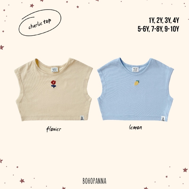 BOHOPANNA - CHARLIE TOP - KAOS ANAK PEREMPUAN - CARLIE TOP ATASAN ANAK 1-10 TAHUN