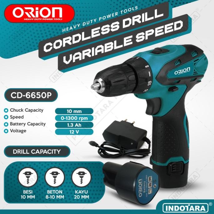 Mesin Bor Baterai Cordless Drill Bor Tangan Baterai 12V Orion CD-6650P