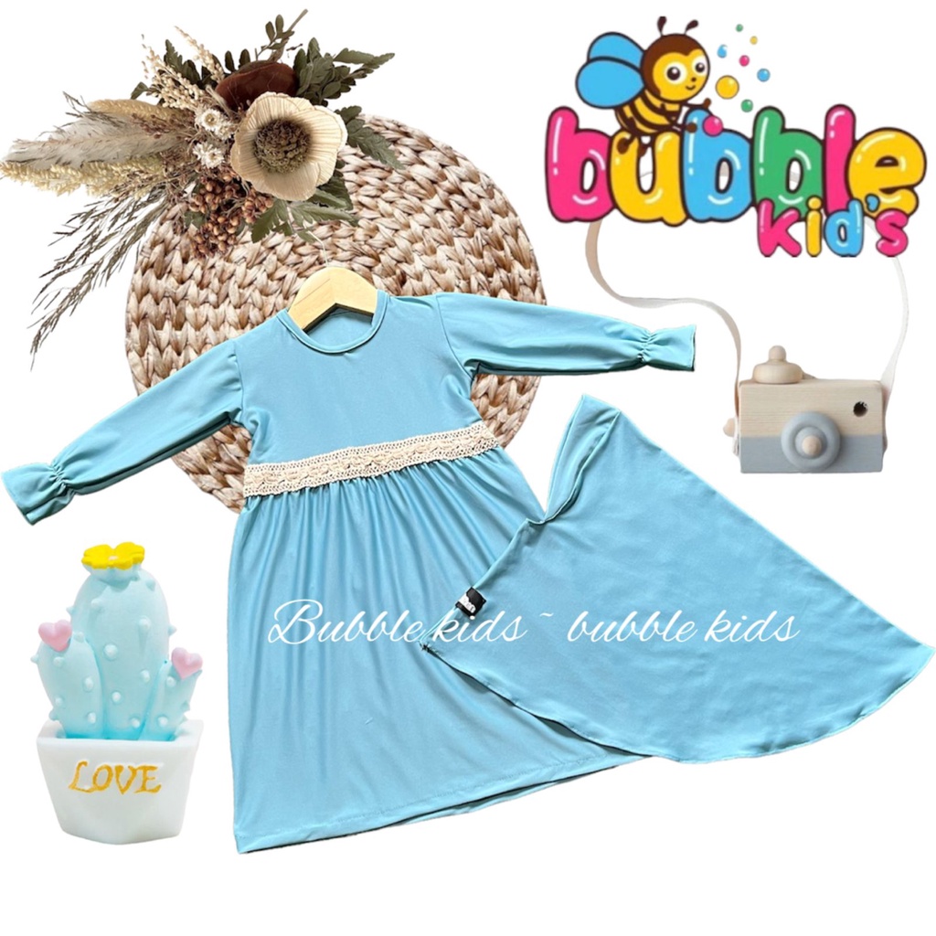 gamis bayi perempuan newborn 0-2 thn / gamis renda madina / gamis anak perempuan sage