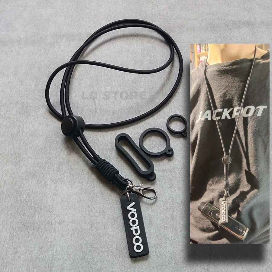 

ID LANYARD STRING KALUNG FREE 3X KARET TALI GANTUNGAN HOLDER ID CARD - BLACK