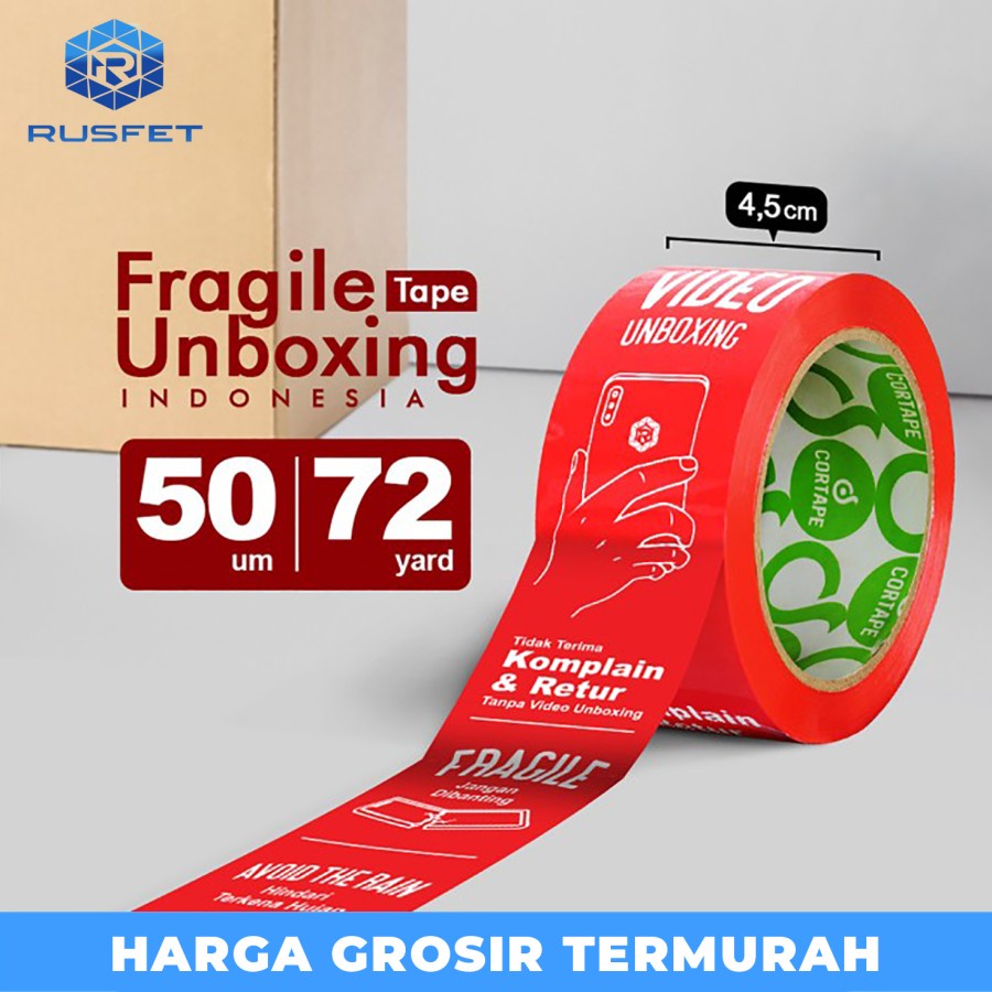 

Lakban FRAGILE 48mm Unboxing IND Isolasi PREMIUM TERMURAH/Satuan