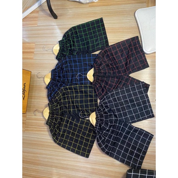 celana pendek boxer tartan pria