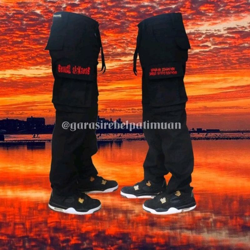 Longpants cargo sexual sickness x garasi rebel distro celana panjang pdl celana kempol