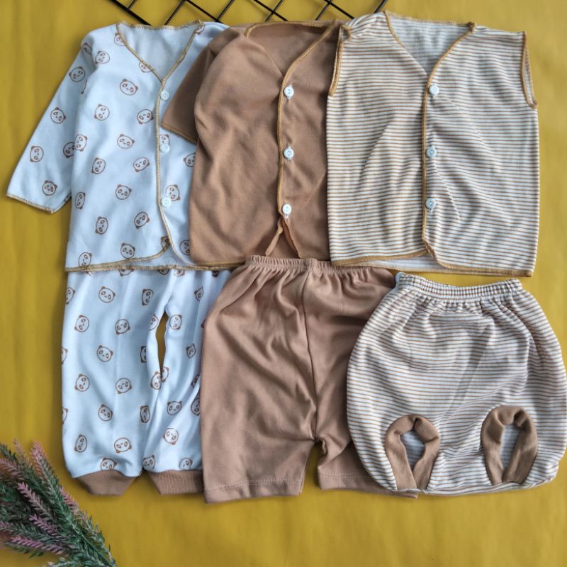 (seri abu) 9 pcs baju bayi sarung tangan kaki kupluk kado bayi perlengkapan baju bayi newborn 0-3 bulan