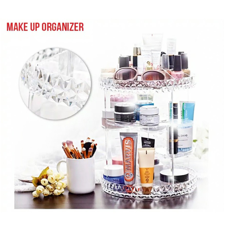 NP- Rak Make Up Kosmetik Akrilik Organizer Putar 360 - Rak Kosmetik Bulat