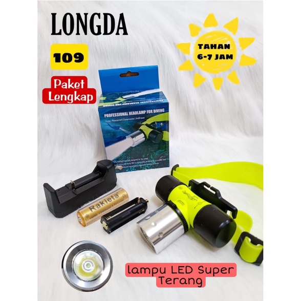 SENTER KEPALA LED SELAM DIVING HEADLAMP CAS CHARGE 109