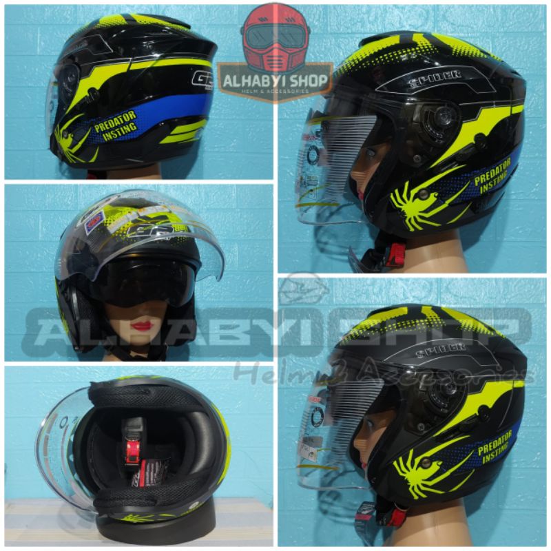 HELM G2 OPTIMAX MOTIF PREDATOR | HALF FACE DOUBLE VISOR | HELM SNI