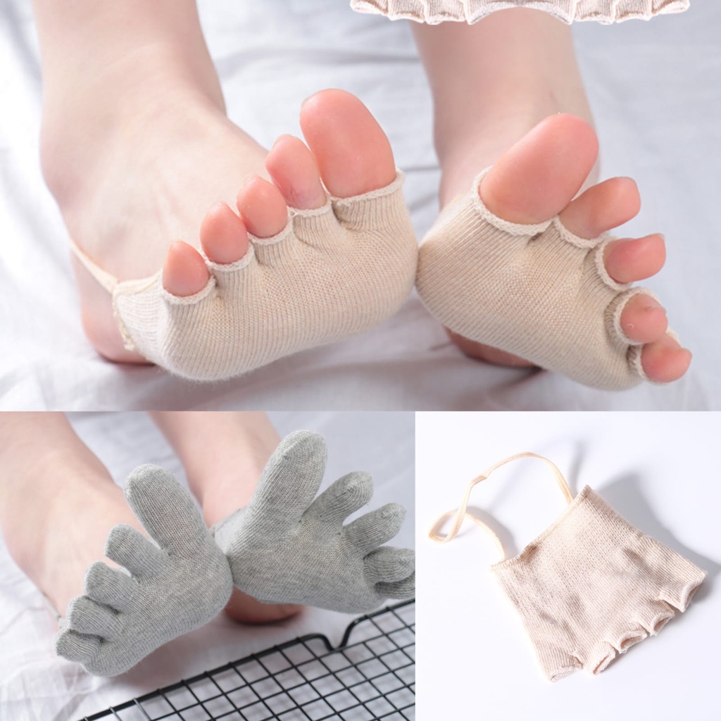 Kaus Kaki Pelindung Jari Telapak Kaki Bantalan Kaki Open Toe Yoga Five Finger Socks Kaos Kaki Setengah Dengan Tali Half Insole 5 Jari Open Toe Anti Lecet