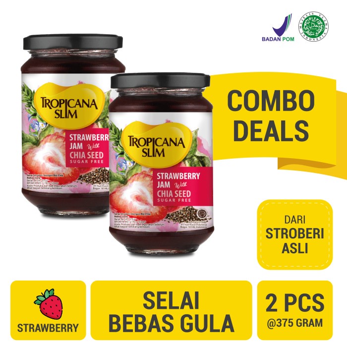 

NEW Twin Pack: Tropicana Slim Strawberry Jam 375gr - Selai Bebas Gula