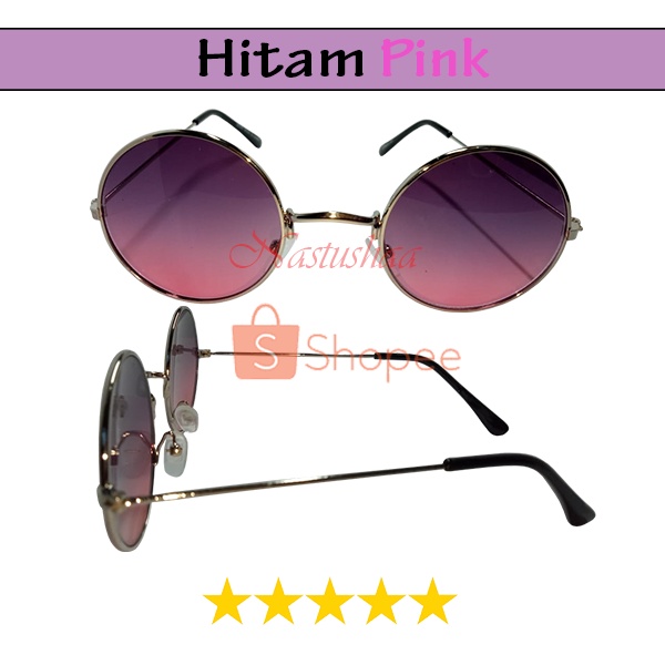 Kacamata Anak Bulat Boboho Bahan Besi Model Korea Kacamata Sunglasses Bulat Gradasi Vintage Retro Anak FREECASE