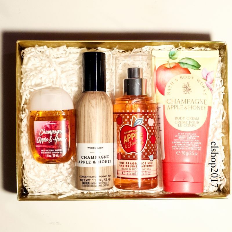 BBW CHAMPAGNE APPLE &amp; HONEY TRAVEL SIZE GIFT SET PAKET BATH &amp; BODY WORKS