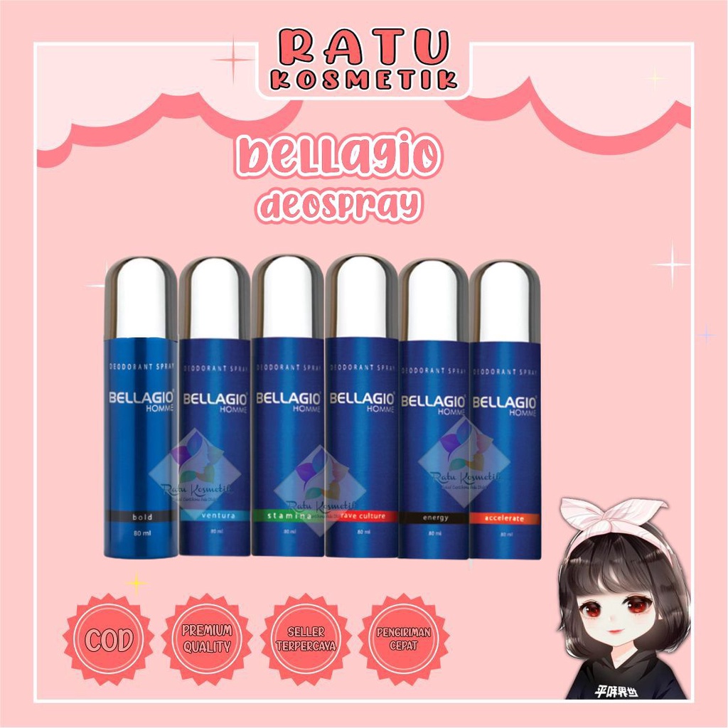 ❤ RATU ❤ Bellagio Parfum Badan Spray Cologne 100ml | Deodorant Spray 80ml | EDT 50ml | Eau De Toilet | Deo Spray Belagio Casablanca Morris Evangeline