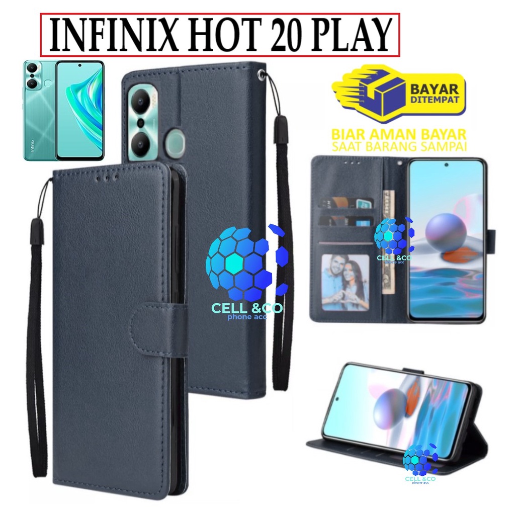 INFINIX HOT 20 PLAY CASE FLIP LEATHER WALLET PREMIUM FLIP CASE BUKA TUTUP KESING HP CASING FLIP CASE WALLET INFINIX HOT 20 PLAY