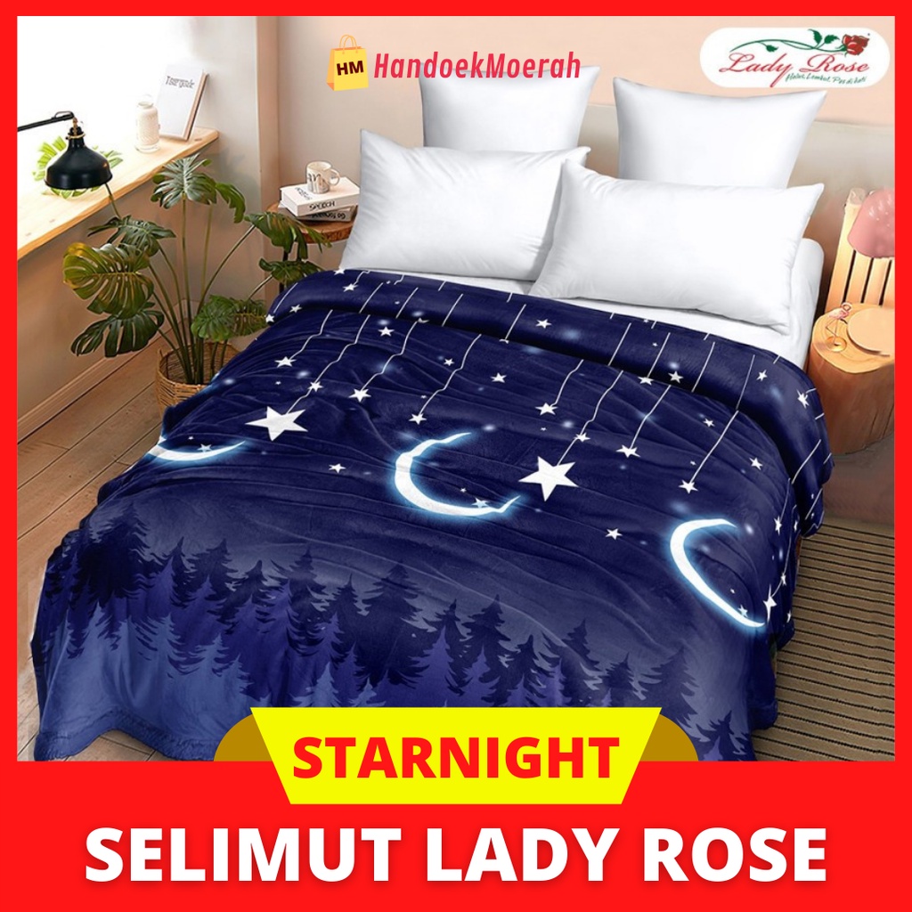 Selimut LADY ROSE Bulu Halus Murah / Blanket Anti Luntur Motif Starnight 160x200