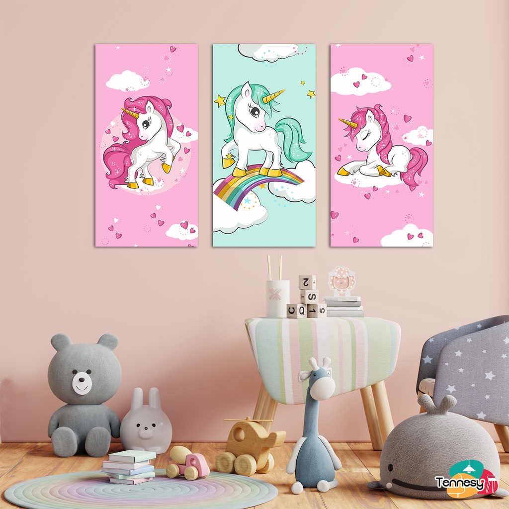 HIASAN DINDING UNICORN LUCU WALL DECOR UNICORN PAJANGAN KAYU UNICORN 10X20CM DEKORASI KAMAR TIDUR