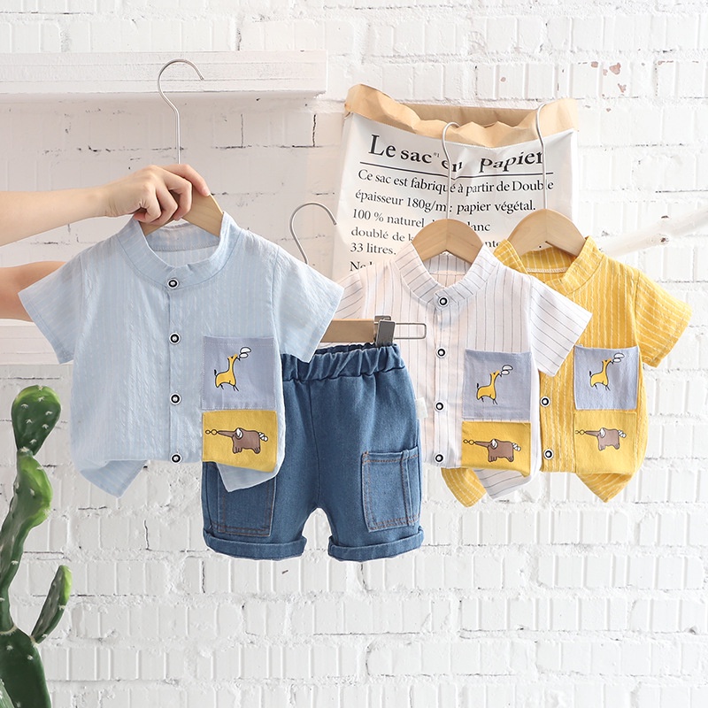 LittleAaron SET ELEPHANT 0071 EBV Setelan Bayi Laki-laki Lengan Pendek