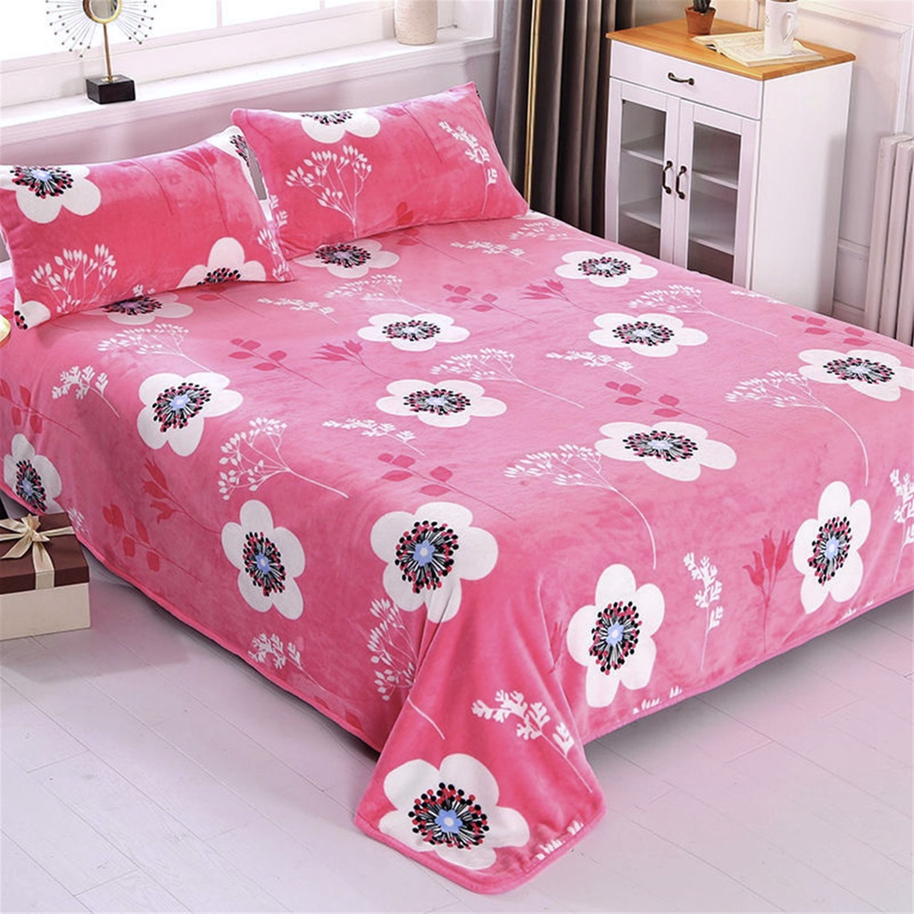 Selimut Bulu Dewasa Uk 140x200 Motif Sakura Pink