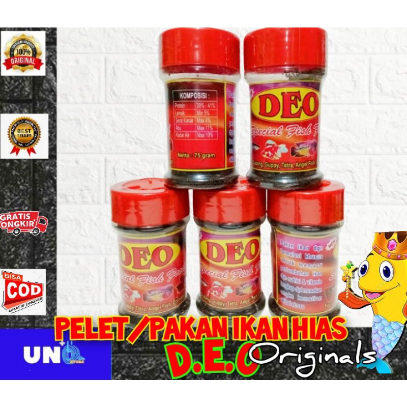 DEO PAKAN PELET IKAN KECIL GUPPY,MOLY,TETRA,CUPANG DLL 75gr