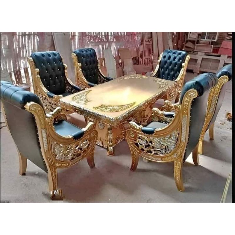 meja makan rahfi ahmad kursi ukir busa klasik mewah kayu jati furniture mebel jepara