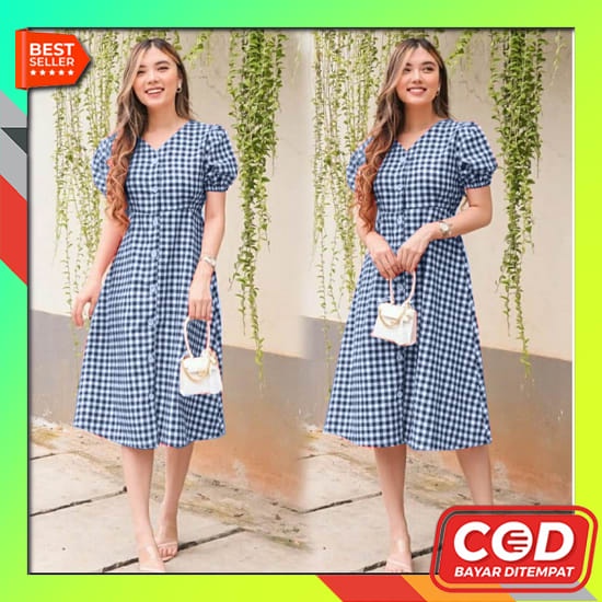 Midi Dress Chintia Dress Paskah Natal Imlek Wanita Terbaru Dress Wanita Atasan Wanita Dress Kondanga