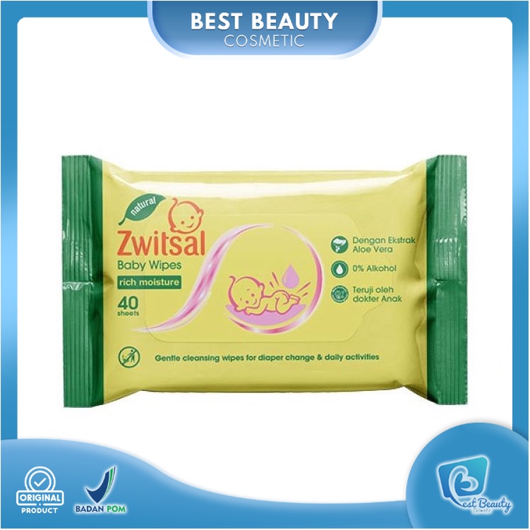 ★ BB ★ Zwitsal Baby Wipes Tissue Basah Rich Mositure Aloe 40 Sheets