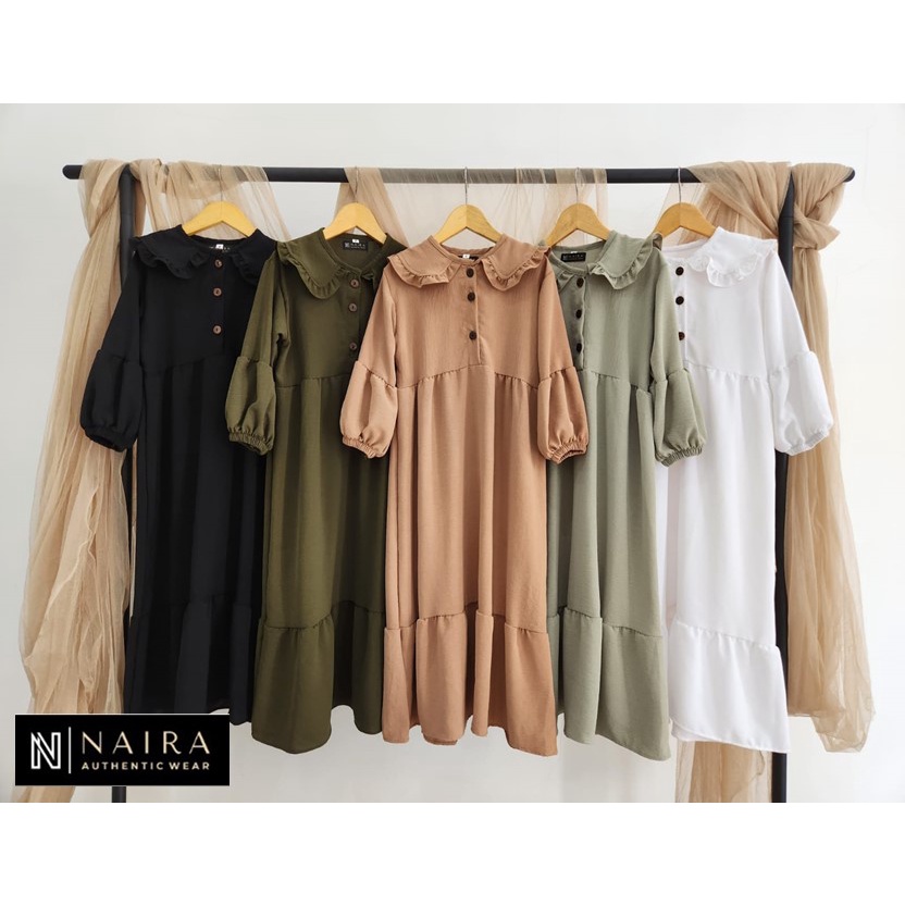 GAMIS ALUNA GAMIS ANAK RAYON AIRFLOW CRINKLE NAIRA JUNIOR SIZE 6 8 10 12 14 TAHUN - Gamis anak crink