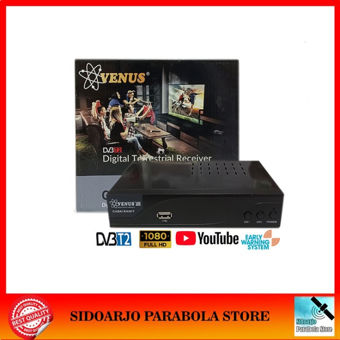 Set Top Box STB Venus Cabe Rawit DVB-T2 UHF TV Digital HD EWS