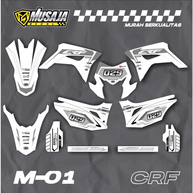 Decal Striping CRF 150L putih abu simple elegant - dekal 150 L kekinian