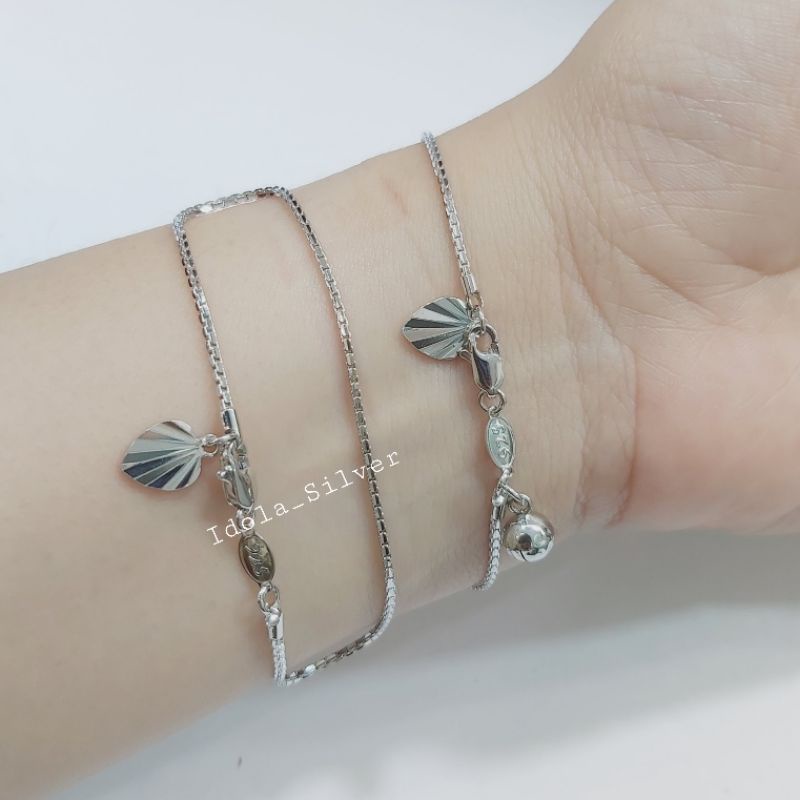 Gelang Perak Wanita Asli Silver 925 Lapis Emas Putih Italy Santa - Gelang Anti Karat